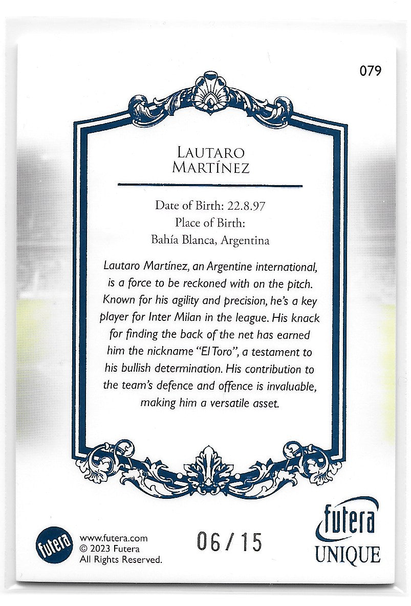 Lautaro Martinez (Argentina) Sapphire /15 Futera Unique World Football 23-24