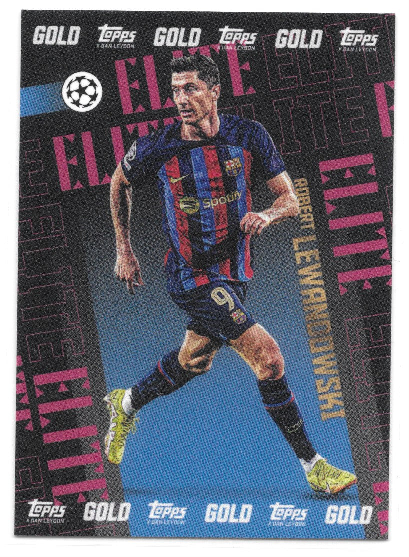 Robert Lewandowski (FC Barcelona) Elite Topps Gold x Dan Leydon UEFA 22-23