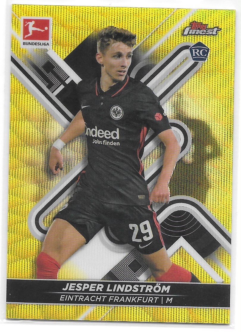 Jesper Lindstrom (Eintracht Frankfurt) Yellow Wave Refractor /350 RC Topps Finest Bundesliga 21-22