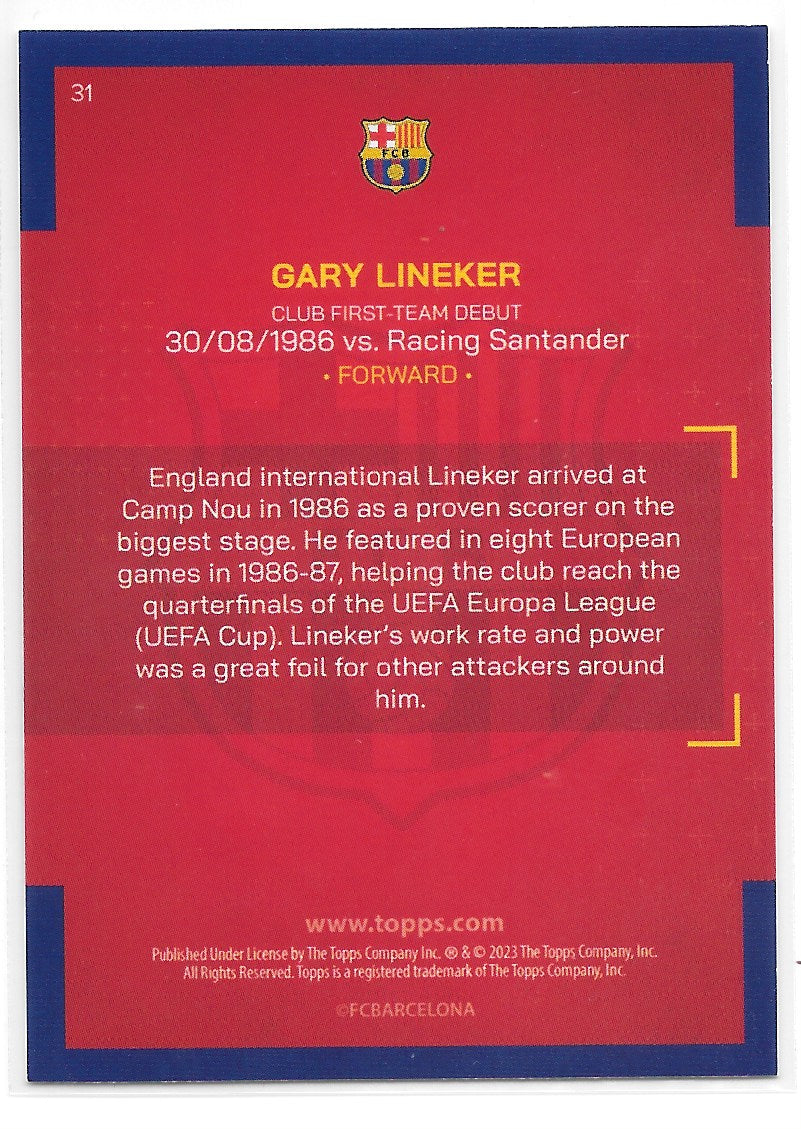 Gary Lineker (FC Barcelona) Our City Topps FC Barcelona Team Set 22-23