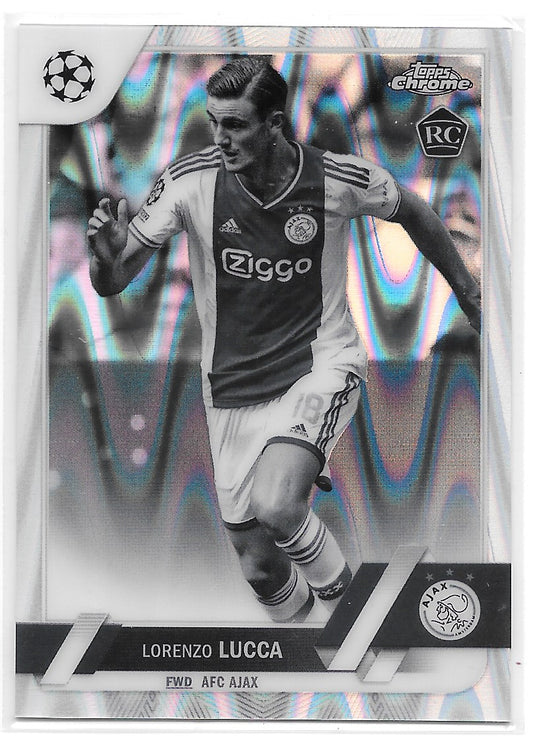 Lorenzo Lucca (AFC Ajax) Black & White Ray Wave RC Topps Chrome UEFA Club Competitions 22-23