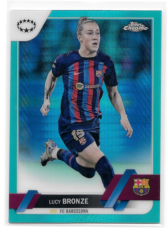 Lucy Bronze (FC Barcelona) Aqua Prism Refractor Topps Chrome UEFA Women’s Champions League 22-23