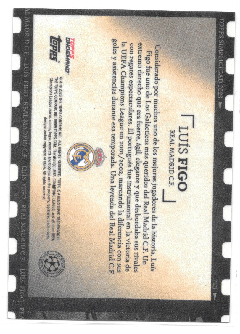 Luis Figo (Real Madrid) Filmstrip Purple /25 Topps Simplicidad UEFA Club Competitions 22-23