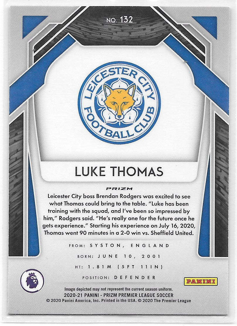 Luke Thomas (Leicester City) Red Pulsar RC Panini Prizm Premier League 20-21