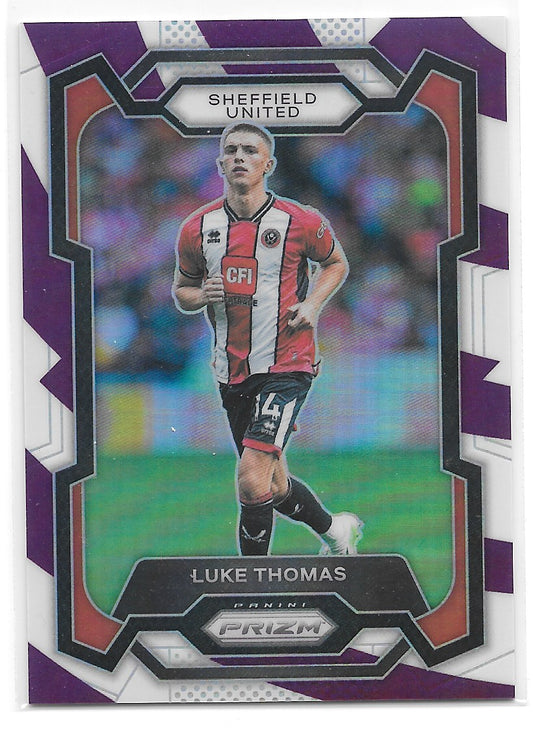 Luke Thomas (Sheffield United) Purple & White Stripes Prizm /92 Panini Prizm Premier League 23-24