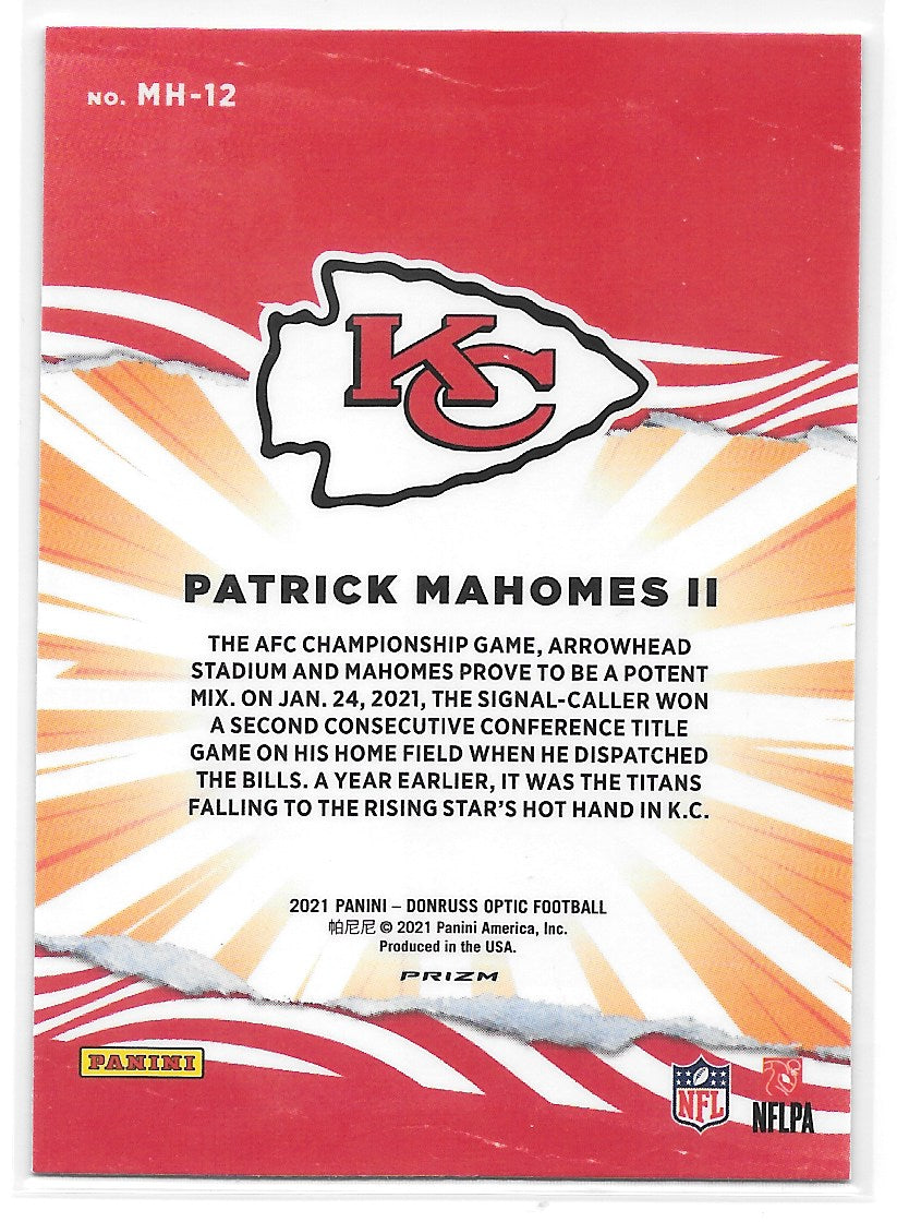 Patrick Mahomes II (Kansas City Chiefs) My House Prizm Panini Donruss Optic Football 2021