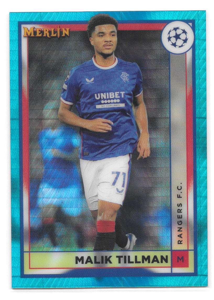 Malik Tillman (Rangers FC) Aqua Prism Refractor Topps Merlin Chrome UCC 22-23