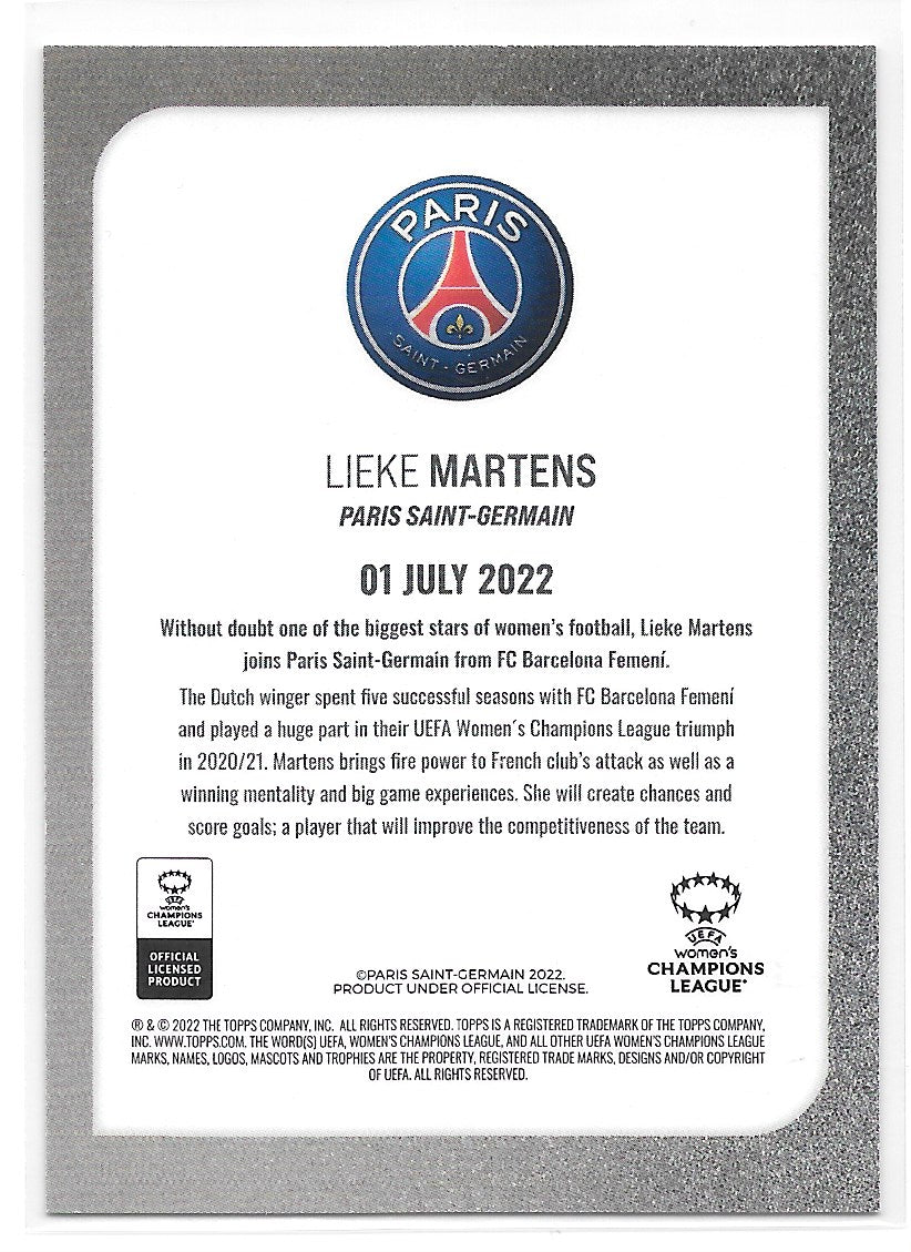 Lieke Martens (PSG) Topps UEFA Summer Signings 22-23