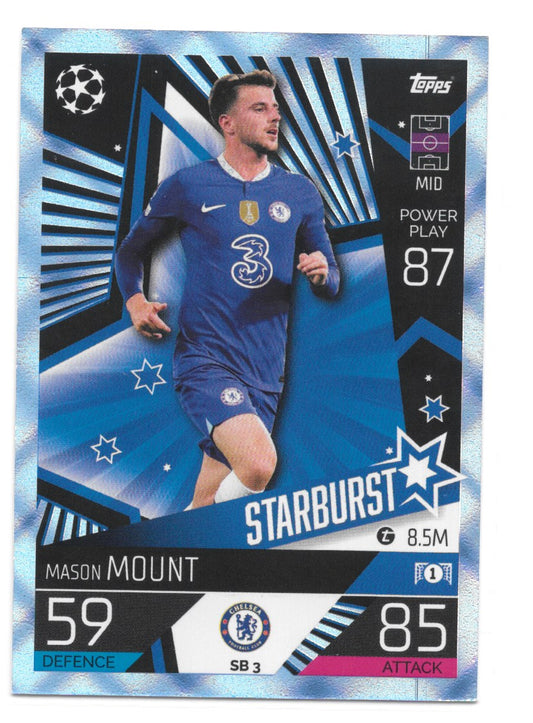 Mason Mount (Chelsea FC) Crystal Blue Starburst Match Attax 2023