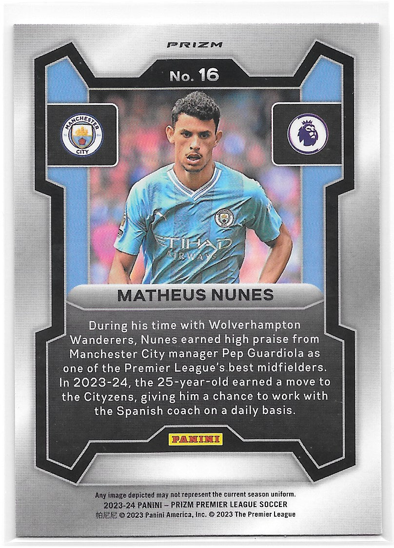 Matheus Nunes (Manchester City) Pink Mosaic Panini Prizm Premier League 23-24