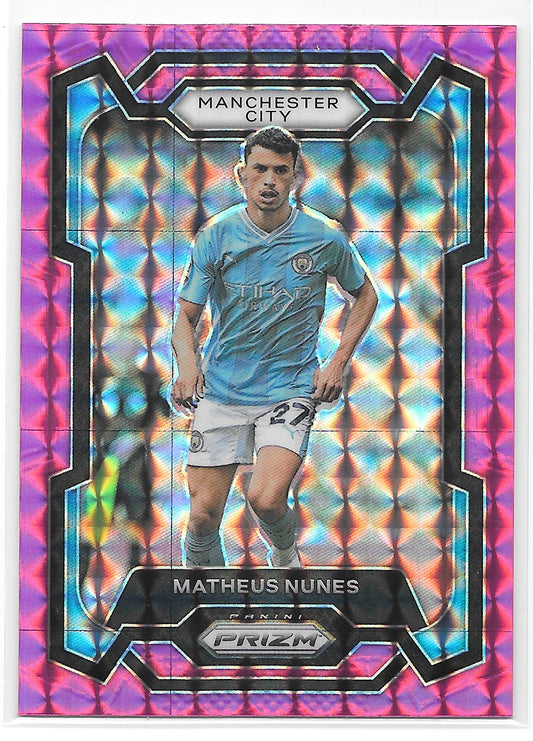 Matheus Nunes (Manchester City) Pink Mosaic Panini Prizm Premier League 23-24