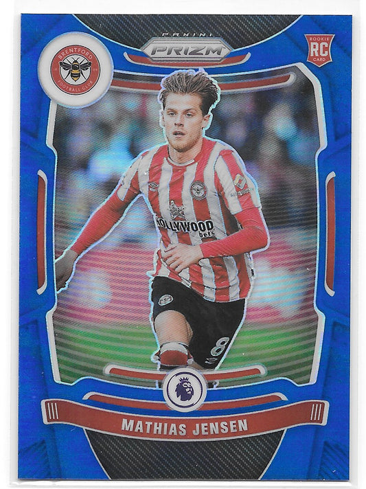 Mathias Jensen (Brentford FC) Blue Prizm /340 RC Panini Prizm Premier League 21-22