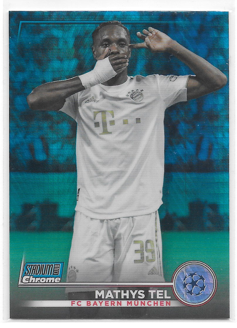 Mathys Tel (FC Bayern Munchen) Blue Prism Refractor Topps Stadium Club Chrome 22-23