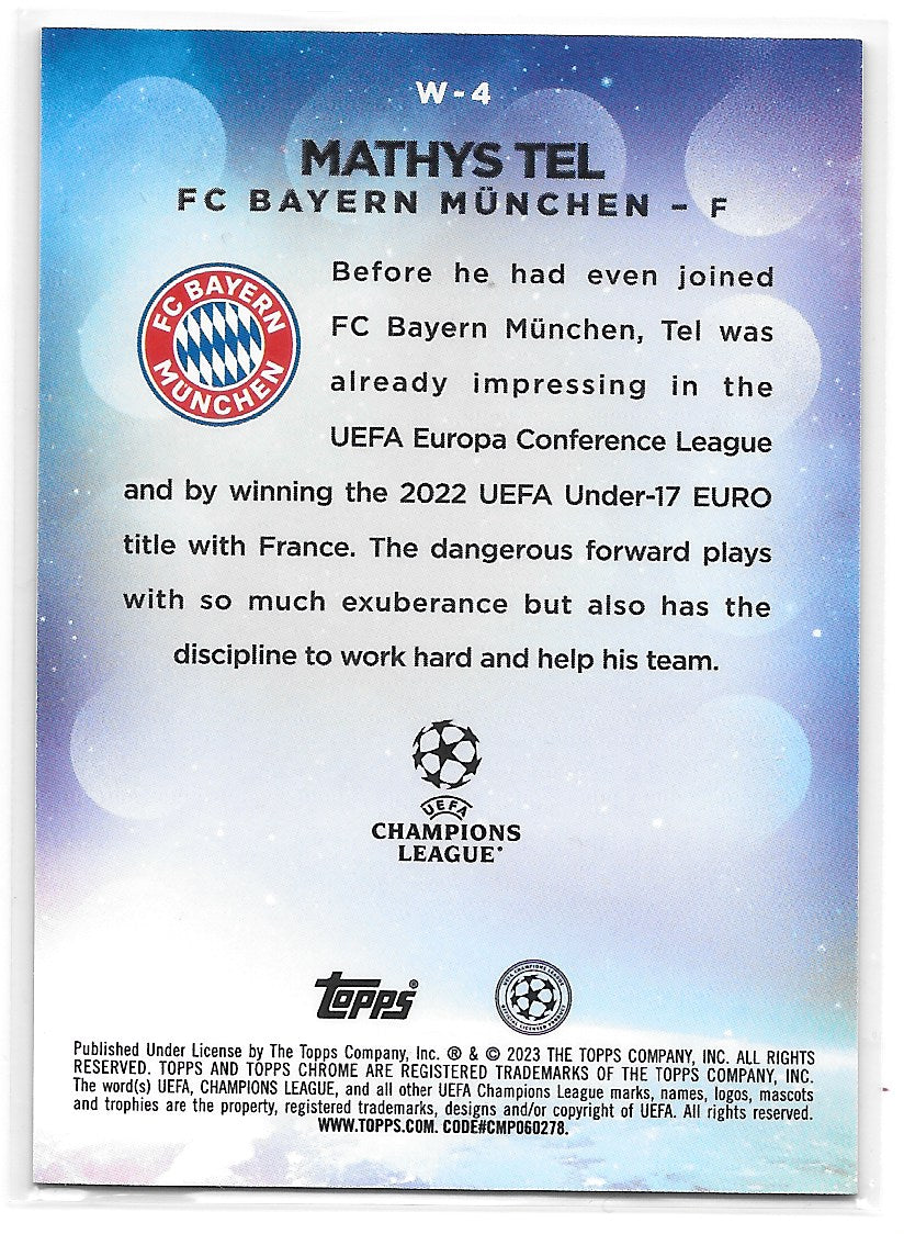 Mathys Tel (FC Bayern Munchen) Wonderkids Topps Chrome UEFA Club Competitions 22-23