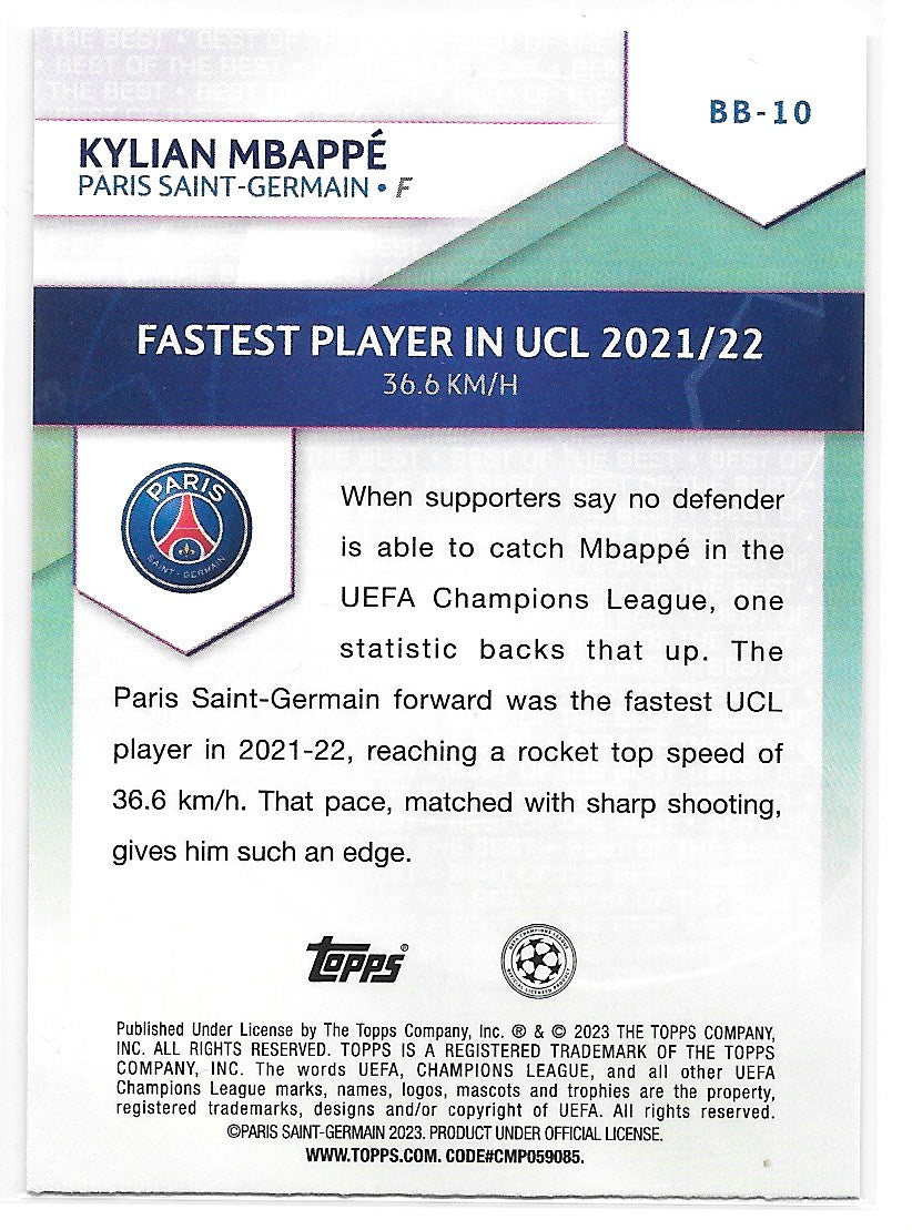 Kylian Mbappe (PSG) Best of the Best Topps UCC Flagship 22-23