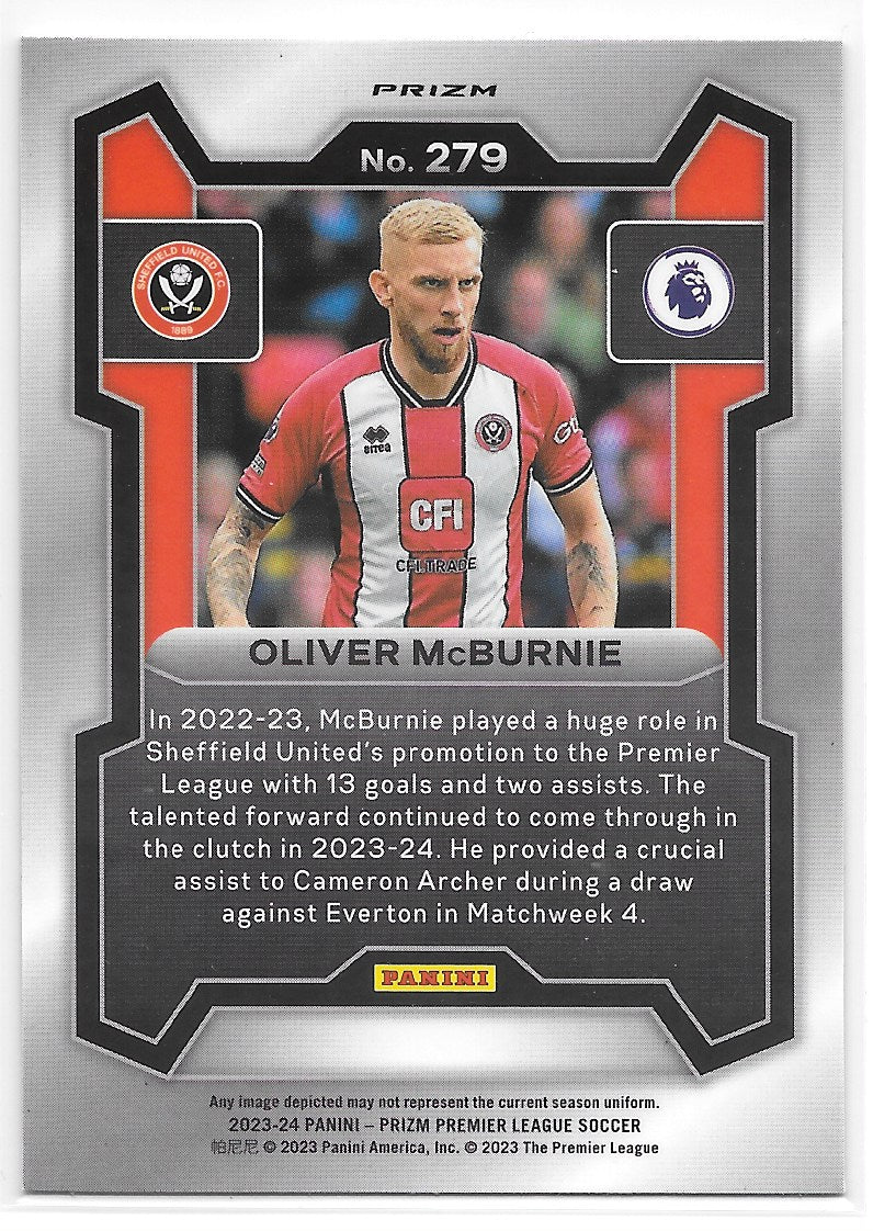 Oliver McBurnie (Sheffield United) Pink Mosaic Panini Prizm Premier League 23-24