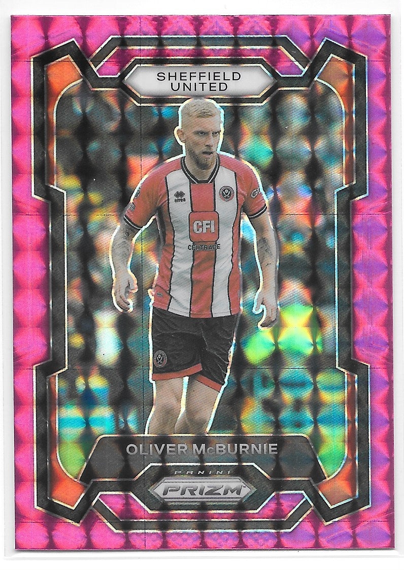 Oliver McBurnie (Sheffield United) Pink Mosaic Panini Prizm Premier League 23-24