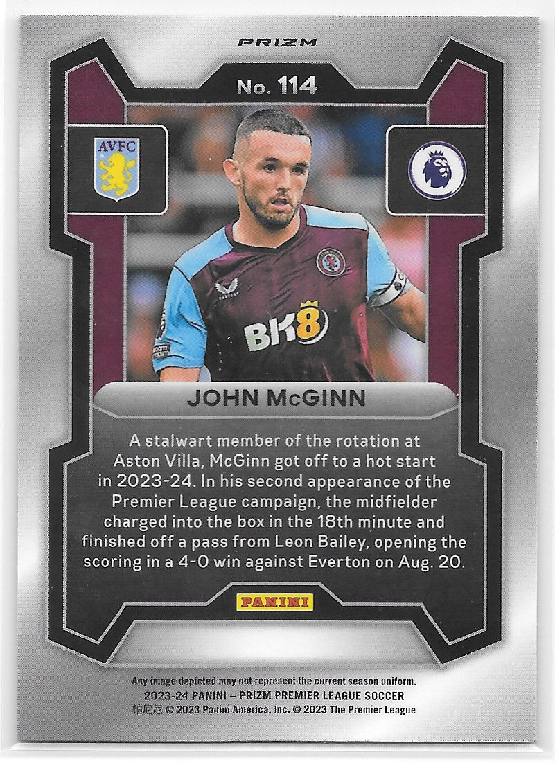 John McGinn (Aston Villa) Pink Mosaic Panini Prizm Premier League 23-24