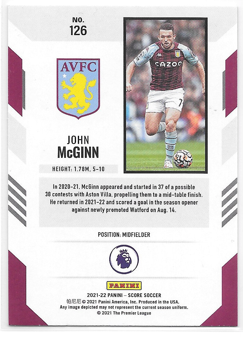 John McGinn (Aston Villa) Red Laser Panini Score Premier League 21-22