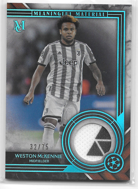 Weston McKennie (Juventus) Meaningful Material Relic Sapphire /75 Topps Museum Collection UEFA CL 22-23