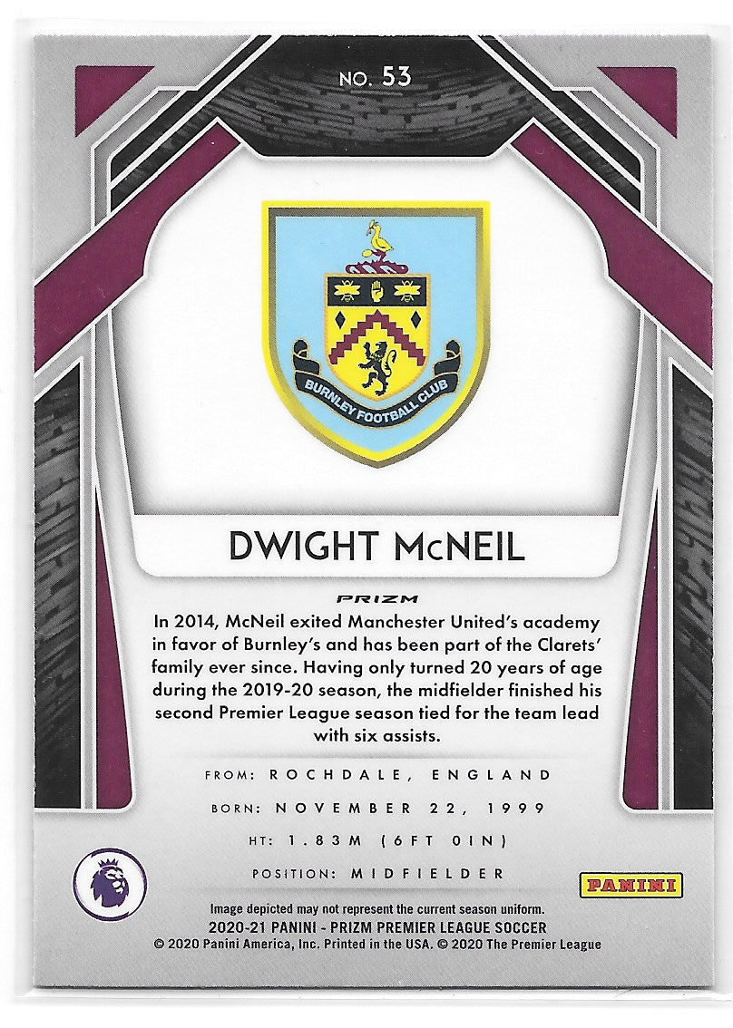 Dwight McNeil (Burnley FC) Green Pulsar Panini Prizm Premier League 20-21