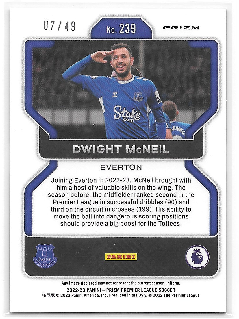 Dwight McNeil (Everton) Red Breakaway /49 Panini Prizm Premier League 22-23