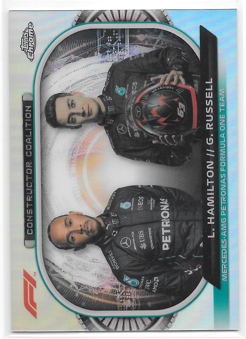 Mercedes-AMG Petronas (Hamilton & Russell) Constructor Coalition Refractor Topps Chrome F1 2022