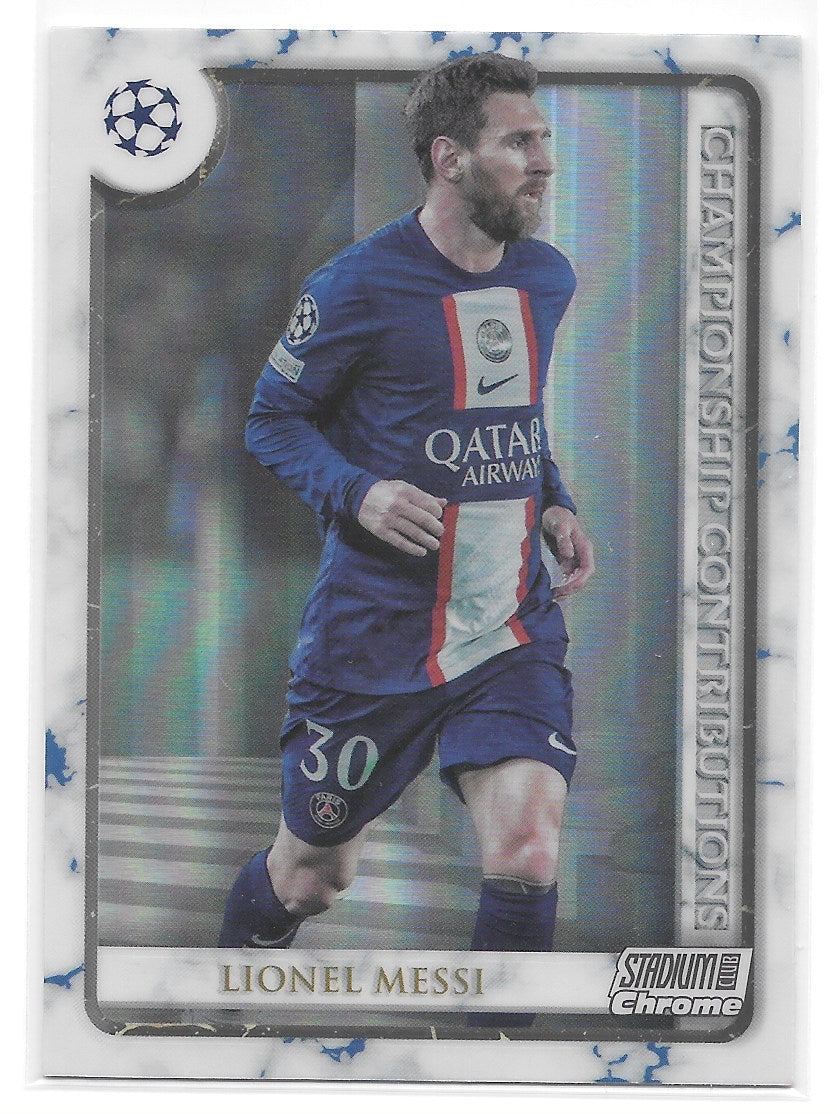 Lionel Messi (PSG) Championship Contributions Topps Stadium Club Chrome 22-23