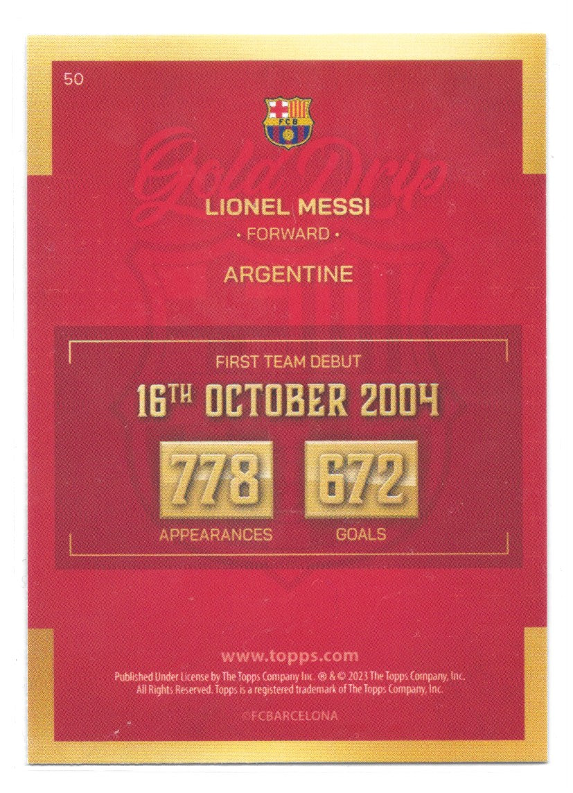Lionel Messi (FC Barcelona) Gold Drip Topps FC Barcelona Team Set 22-23