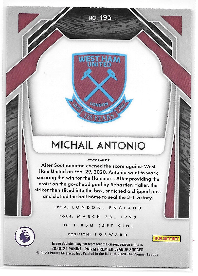 Michail Antonio (West Ham United) Red Ice Panini Prizm Premier League 20-21