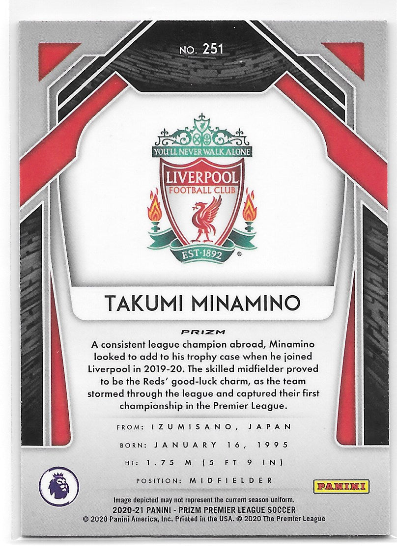 Takumi Minamino (Liverpool FC) Red Pulsar Panini Prizm Premier League 20-21