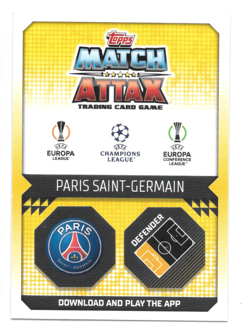 Nordi Mukiele (PSG) Crystal Blue Squad Update Match Attax 2023