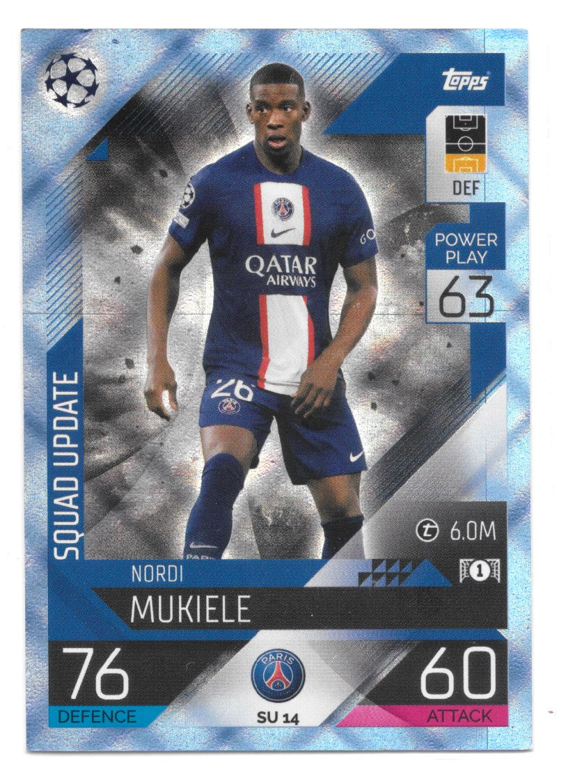 Nordi Mukiele (PSG) Crystal Blue Squad Update Match Attax 2023