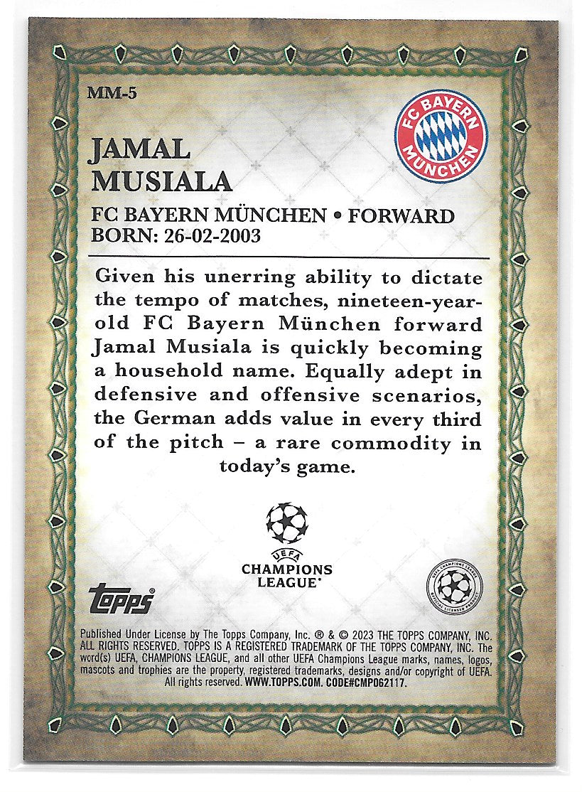 Jamal Musiala (FC Bayern Munchen) Merlin’s Masters Topps Merlin Chrome UCC 22-23