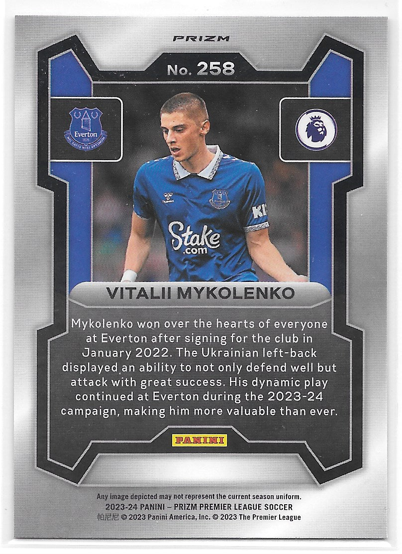 Vitalii Mykolenko (Everton) Pink Mosaic Panini Prizm Premier League 23-24