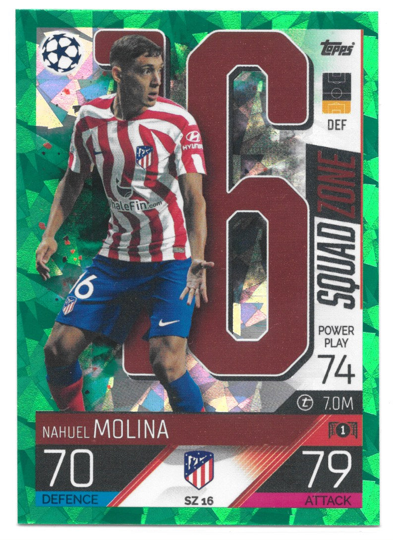 Nahuel Molina (Atletico de Madrid) Green Emerald Squad Zone Match Attax Extra 2023