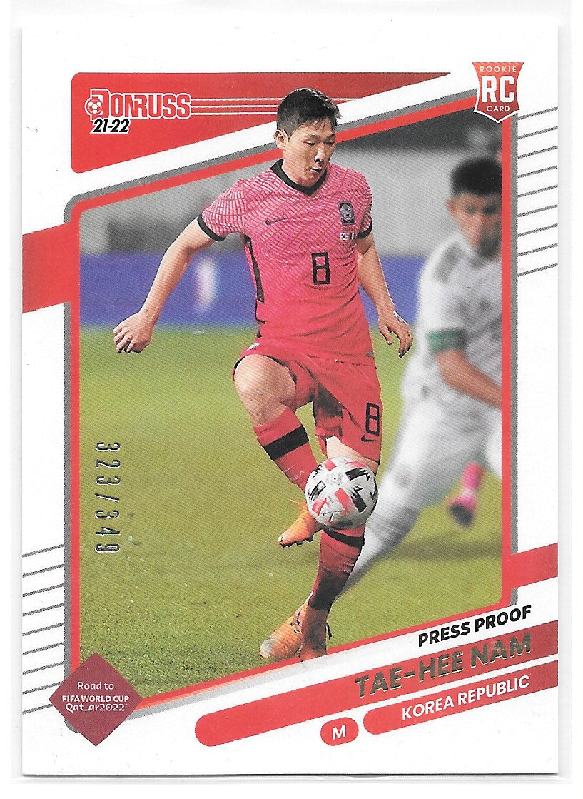 Tae-Hee Nam (Korea Republic) Press Proof Gold /349 RC Panini Donruss Road to Qatar 21-22