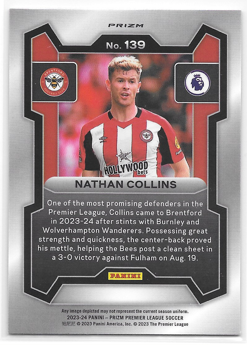 Nathan Collins (Brentford) Pink Mosaic Panini Prizm Premier League 23-24