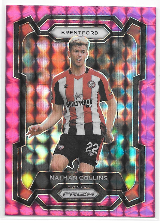 Nathan Collins (Brentford) Pink Mosaic Panini Prizm Premier League 23-24