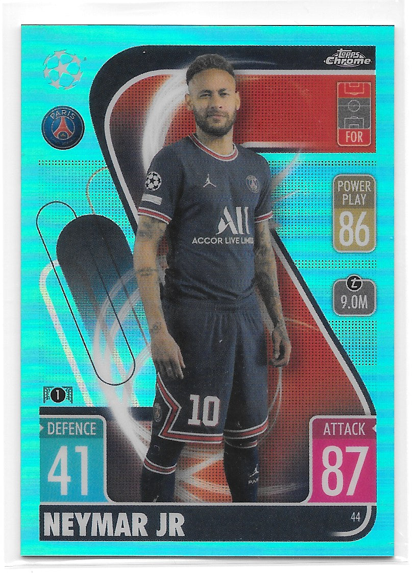 Neymar Jr (PSG) Aqua Refractor /150 Topps Chrome Match Attax UEFA 21-22