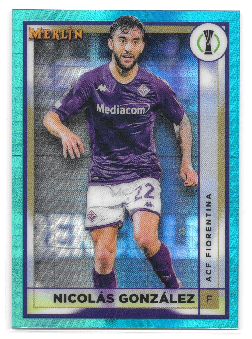 Nicolas Gonzalez (ACF Fiorentina) Aqua Prism Refractor Topps Merlin Chrome UCC 22-23