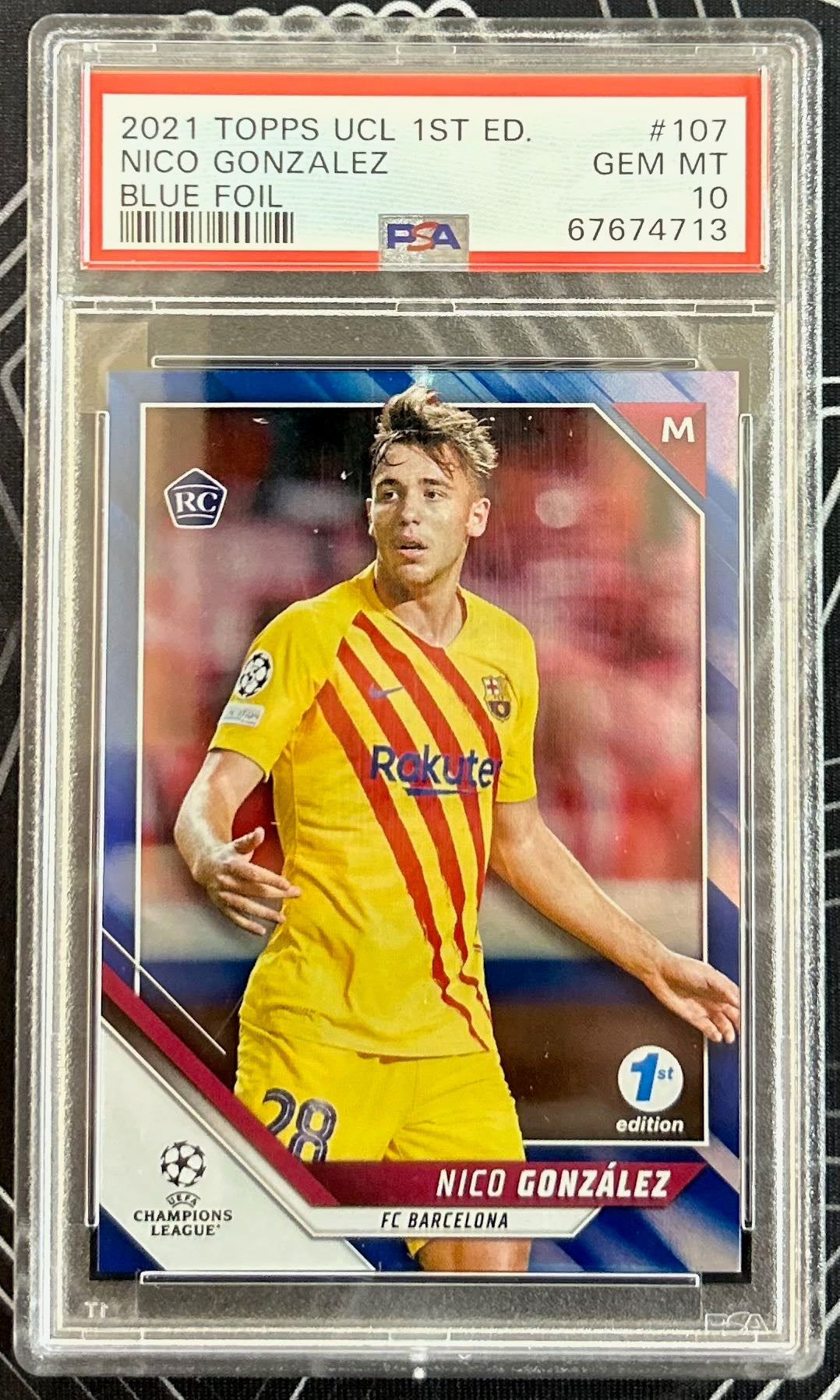 Nico Gonzalez (FC Barcelona) Blue Foil /30 RC Topps UCL 1st Edition 21-22 PSA 10 Pop 3