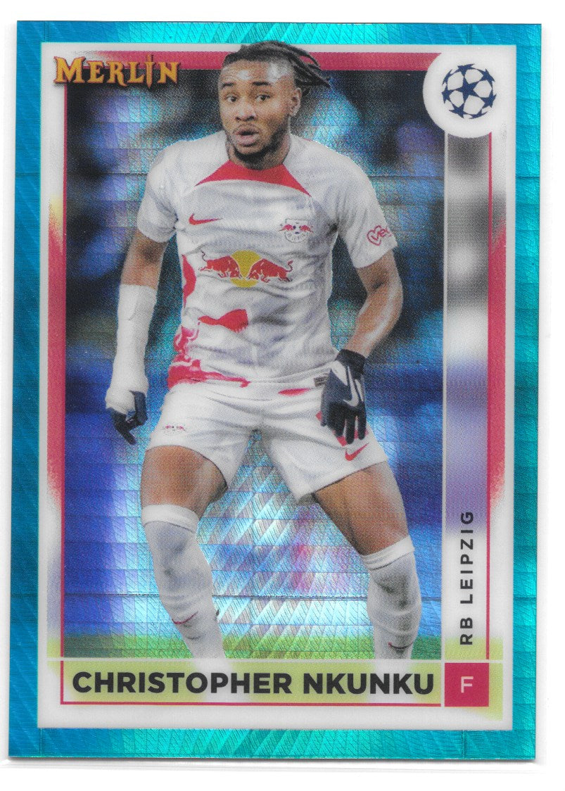 Christopher Nkunku (RB Leipzig) Aqua Prism Refractor Topps Merlin Chrome UCC 22-23