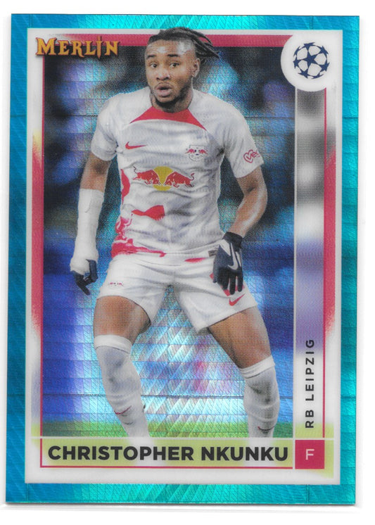 Christopher Nkunku (RB Leipzig) Aqua Prism Refractor Topps Merlin Chrome UCC 22-23