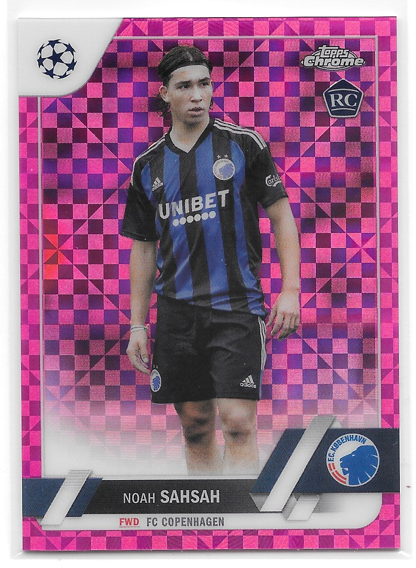 Noah Sahsah (FC Copenhagen) Pink X-Fractor /250 RC Topps Chrome UEFA Club Competitions 22-23