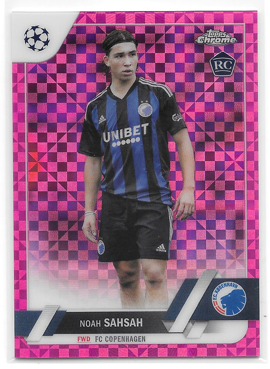 Noah Sahsah (FC Copenhagen) Pink X-Fractor /250 RC Topps Chrome UEFA Club Competitions 22-23