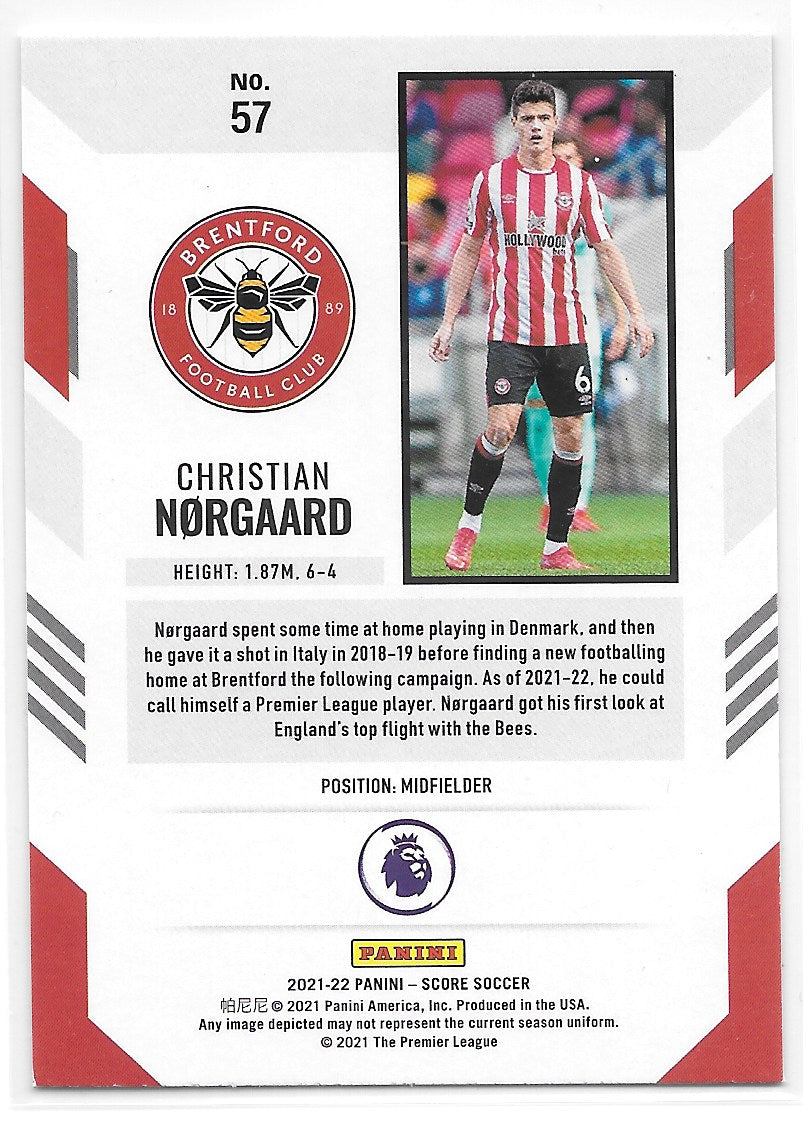 Christian Norgaard (Brentford FC) Red Laser RC Panini Score Premier League 21-22