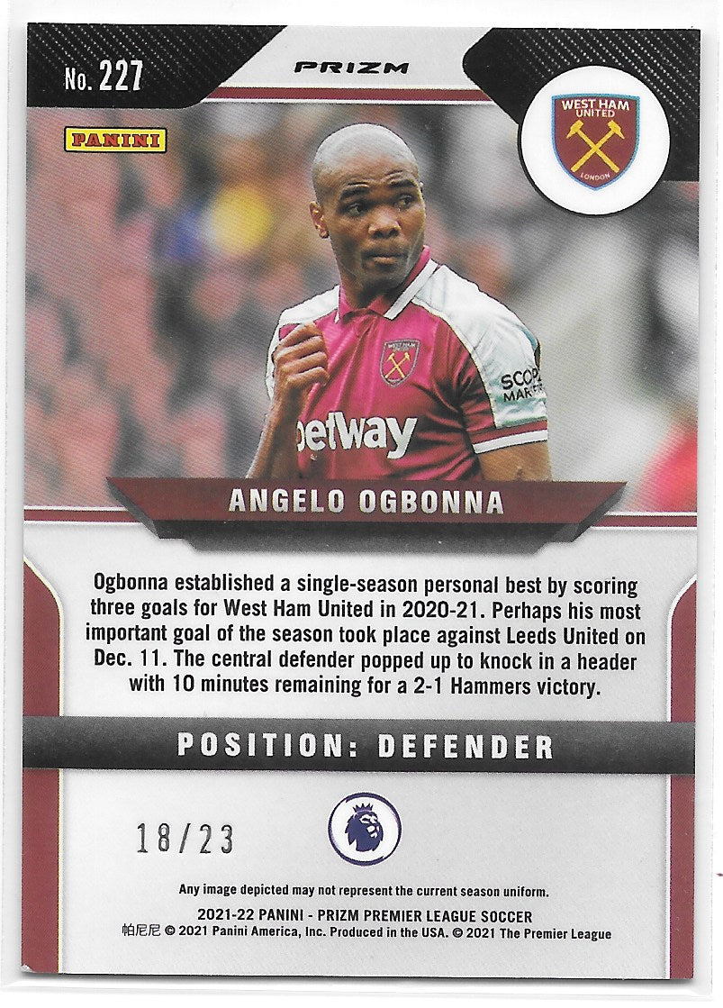 Angelo Ogbonna (West Ham United) Cracked Ice /23 Panini Prizm Premier League 21-22