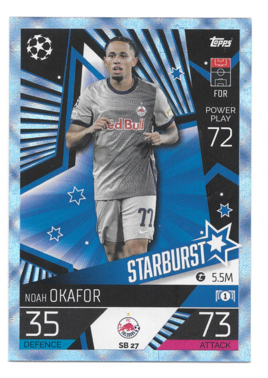 Noah Okafor (FC Salzburg) Crystal Blue Starburst Match Attax Extra 2023