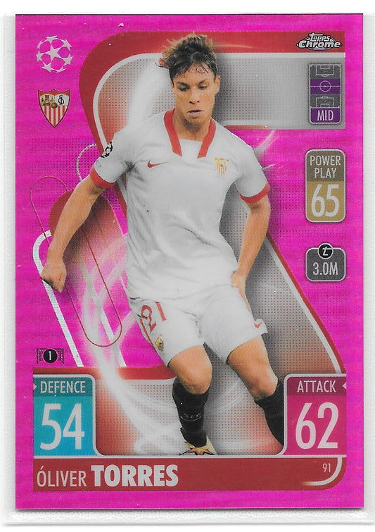 Oliver Torres (Sevilla) Pink Refractor /199 Topps Chrome Match Attax UEFA 21-22